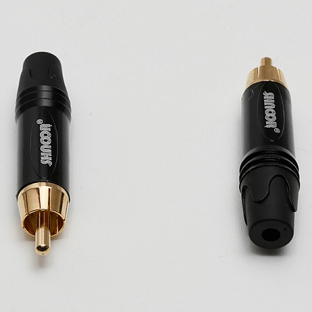 SHNOOR SRCM-G-B Разъем на кабель RCA male, черный хвостовик